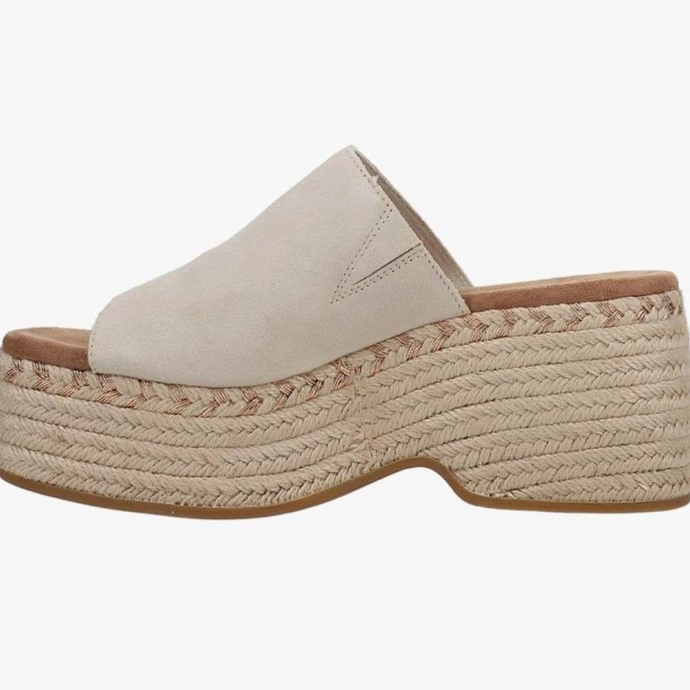 New Nwot TOMS Genuine Leather Women's Laila Espadrille Platform Mule Slide 10 - Picture 3 of 13